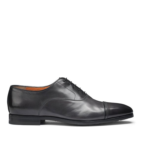 Santoni Nicolo Cap Toe Oxford Gray Leather Sz 9.5